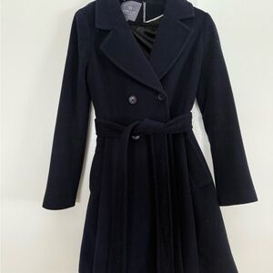 Elegant Navy blue Double-Breasted Women's Coat